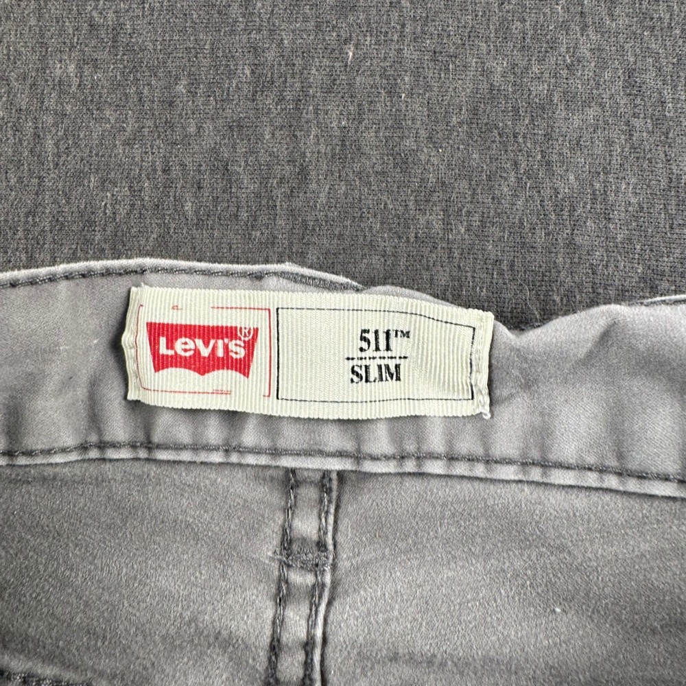 Levis 511 Slim Grey Pants Mens 28x28 Grey Wash Casual Denim Jeans 16REG - Picture 8 of 11